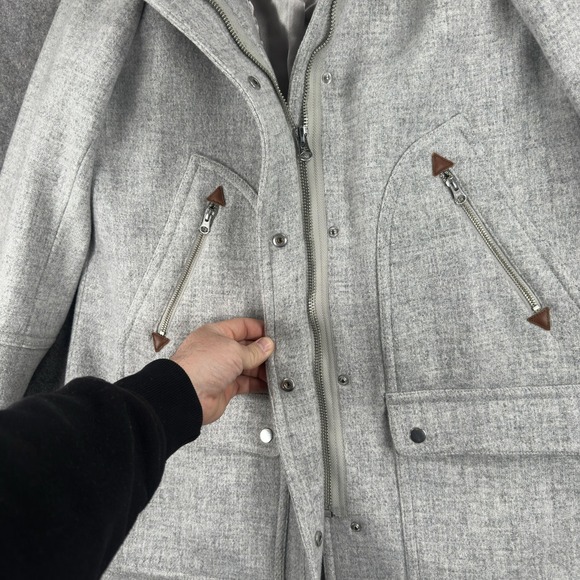 J.Crew Chateau Parka Coat Womens 16 Gray Italian Stadium Cloth Nello Gori Fur - Picture 4 of 16